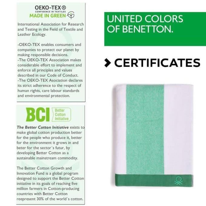 Serviette de plage - CASA BENETTON - 90x160 cm - 450 g/m2 - 100 % coton - Vert vert