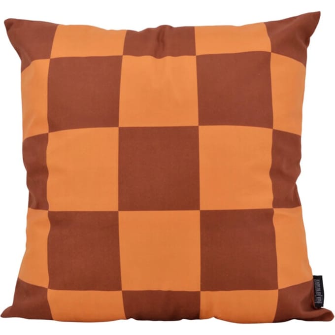 Gek op kussens! Sierkussen checker cognac/bruin | 45 x 45 cm | katoen/polyester
