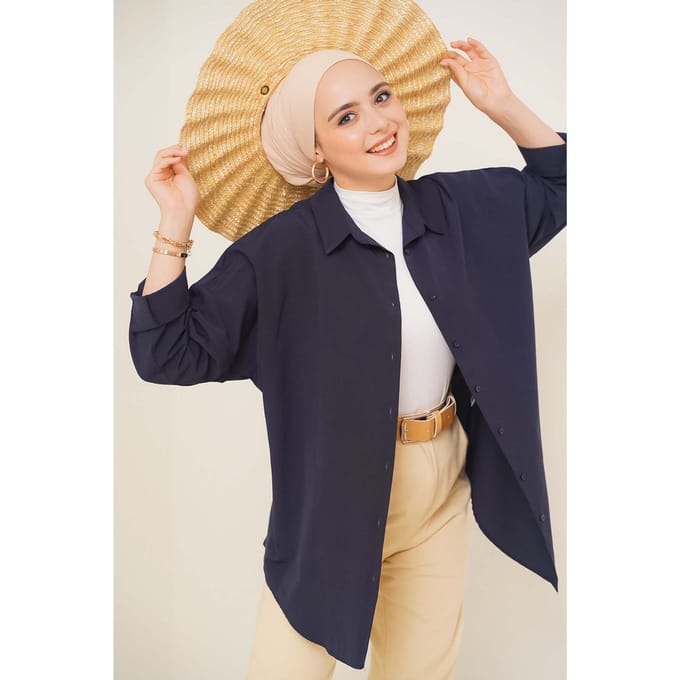 Ontspannen Pasvorm Poplin Shirt met Knopsluiting