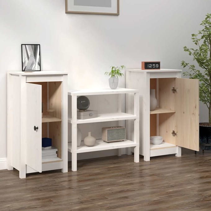 vidaXL - Dressoirs - 2 - st - 39x35x80 - cm - massief - grenenhout - wit