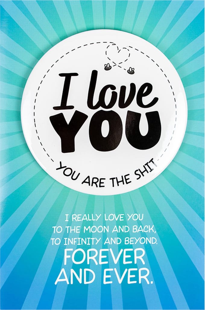 Shit wat een superleuke button | Wenskaart | I love you