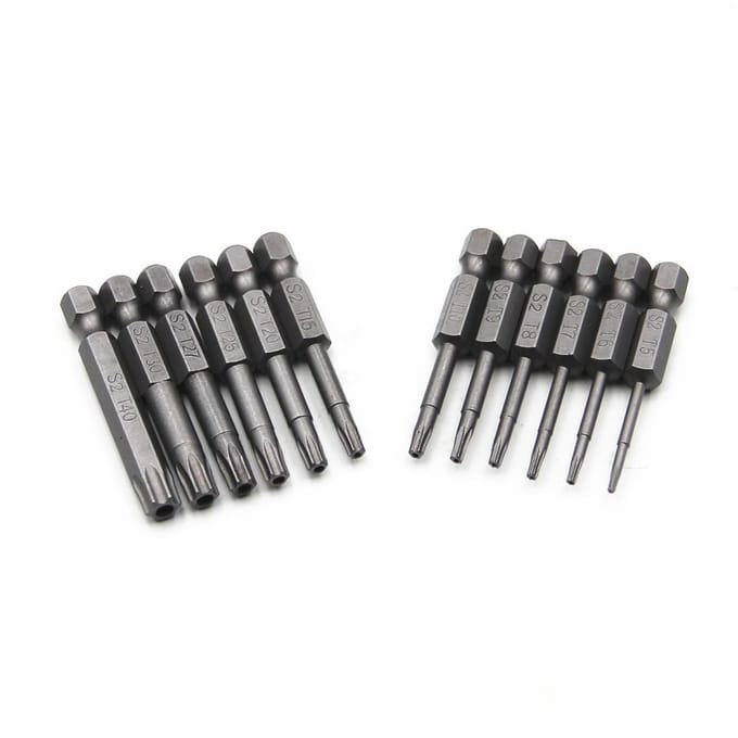 12-delige 1/4 inch zeskantkoppen boorbitset staal schroevendraaierbits 50 mm lang compatibel met vermogen zwart