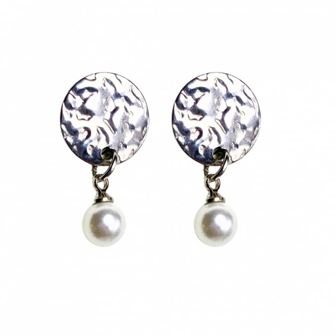 Oorbellen RVS Synthetische-parel zilverkleur - Charme Bijoux