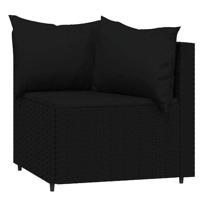 vidaXL - Tuinhoekbanken - met - kussens - 2 - st - poly - rattan - zwart