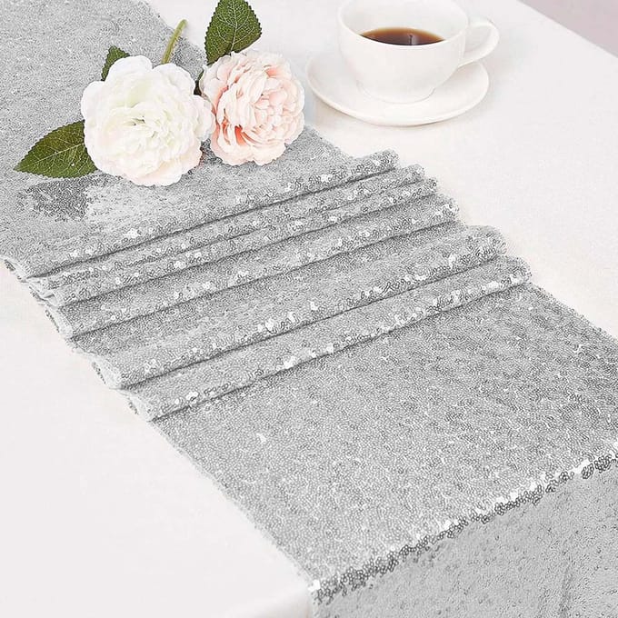 Meble odNowa - Tafelloper - Boho - Cekinrood - Zilver - 30x275 cm