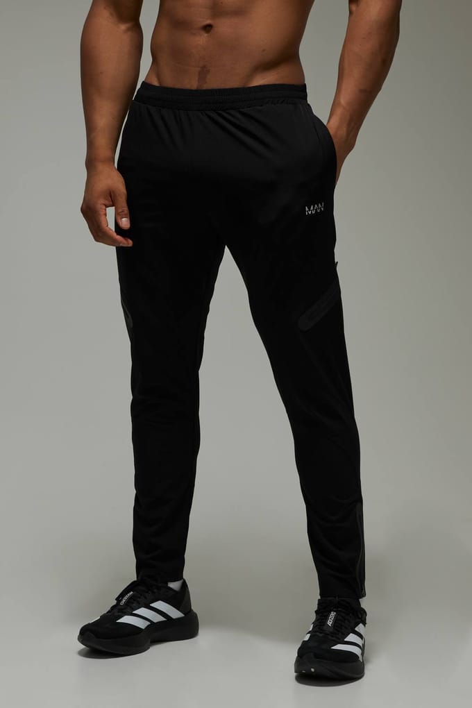 Heren Active Tape Zip Taps Toelopende Jogger | Black | Size Small