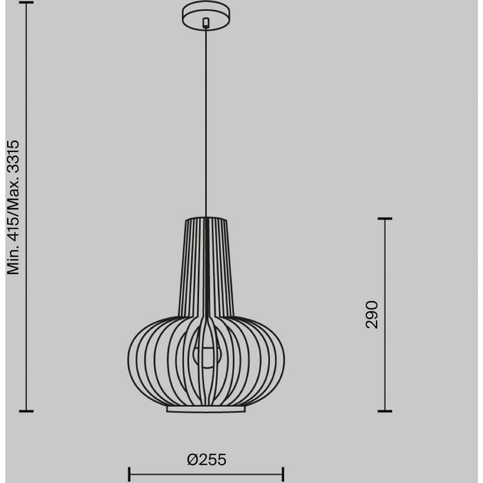 Hanglamp Maytoni Roots, Ø 25 cm, hoogte 29 cm, hout/zwart
