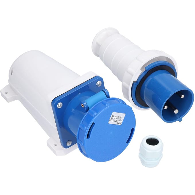 Industriële Connector Waterdichte Kabel Draad Stekker Stopcontact 3 Fase 3 Pin 2P+E 220250V 63A blue