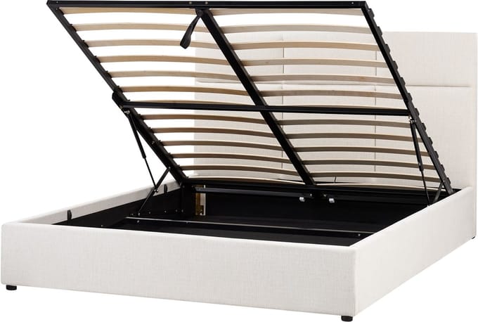 LAGORD - Bed met opbergruimte - Off-white - 160 x 200 cm - Polyester