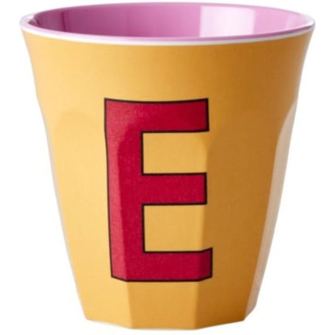 Rice melamine beker medium letter e abrikoos