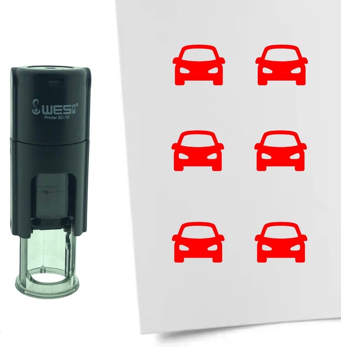 CombiCraft Stempel Auto 10mm rond - rode inkt