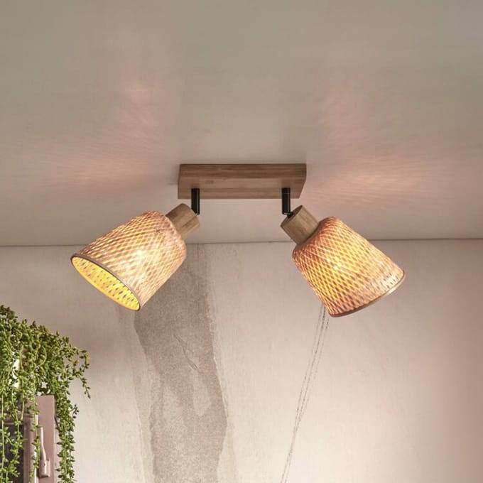 Good & Mojo Good &amp; Mojo Java plafondlamp, bamboe, naturel, 2-lamps, 24 cm