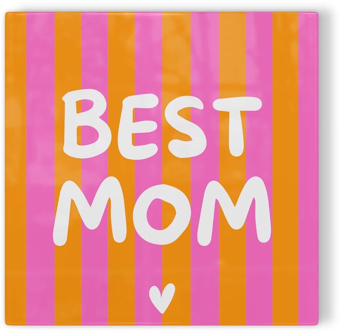 Tegeltje Best mom – roze oranje – tegeltje met tekst