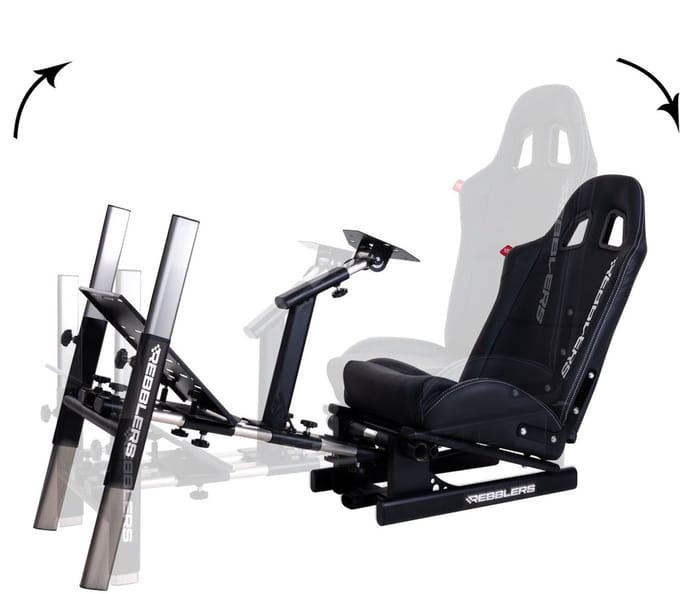 REBBLERS® PRO Premium Racing Cockpit - Race Simulator + Vloermat - Verstelbaar van Formula naar GT/Rally - Zwart