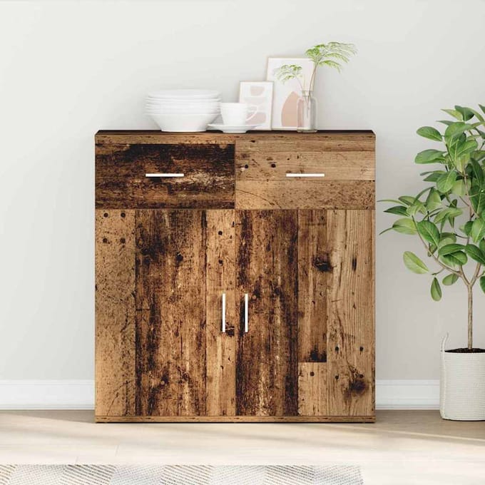 vidaXL - Dressoir - Oudhout - 78 - x - 38 - x - 80 - cm - Bewerkt - hout