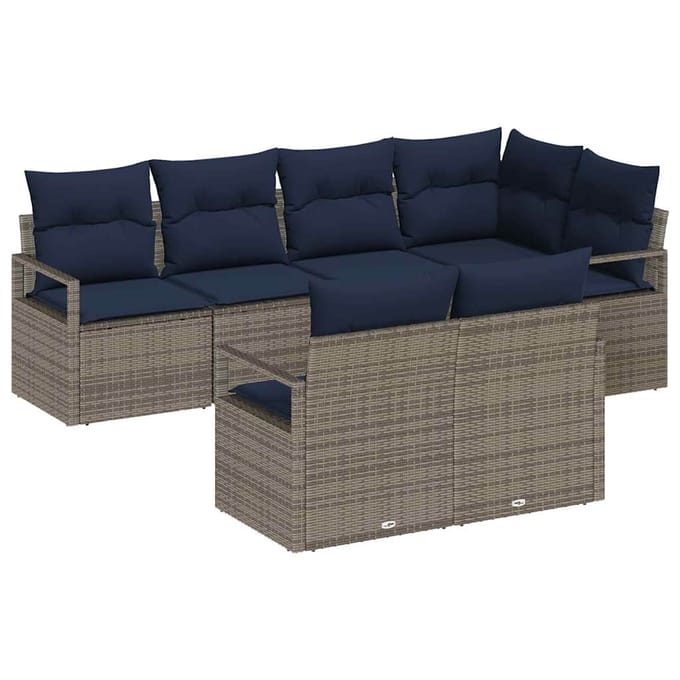 vidaXL Bankstel 7 st Grijs poly rattan