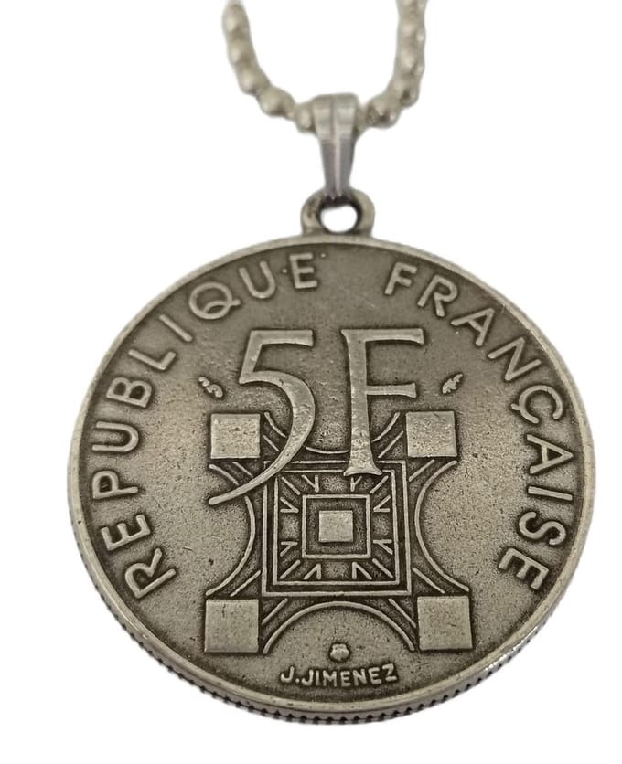 Ketting 5 franc francais franse franc verzilverd