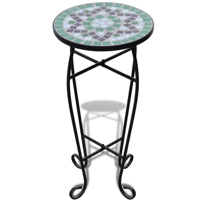 vidaXL - Bijzeltafel - mozaïek - groen - en - wit