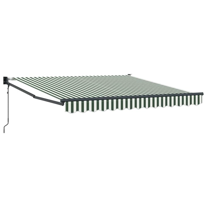 vidaXL - Uitschuifbare - luifel - Groen - en - Wit - 300 - x - 250 - x - 165 - cm