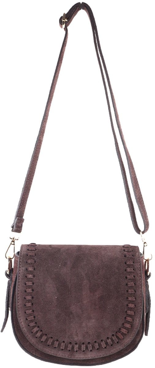 Giuliano lederen schodertas Nivine - Suede - Made in Italy - Koffie
