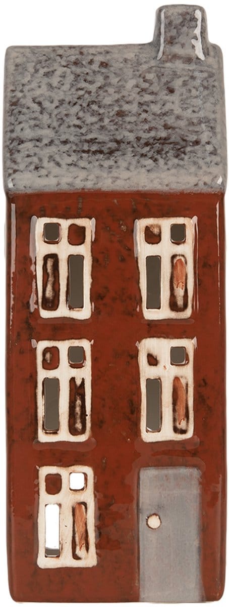 Clayre & Eef Waxinelichthouder Huis 10x7x26 cm Bruin Keramiek