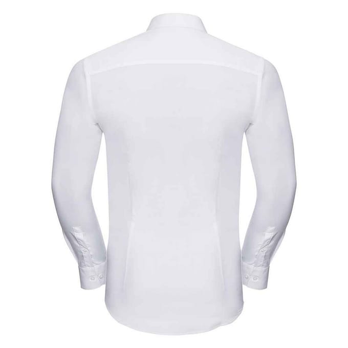 Russell Collection Heren Ultimate Stretch Formeel Overhemd met Lange Mouwen (Wit)