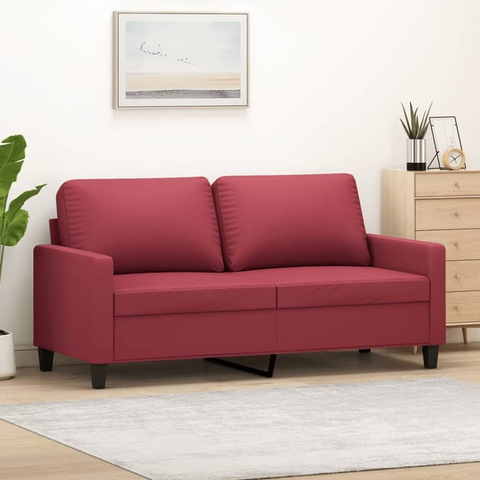 vidaXL - Tweezitsbank - 140 - cm - kunstleer - wijnrood