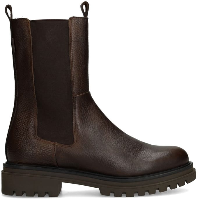 Manfield - Dames - Bruine leren chelsea boots - Maat 37