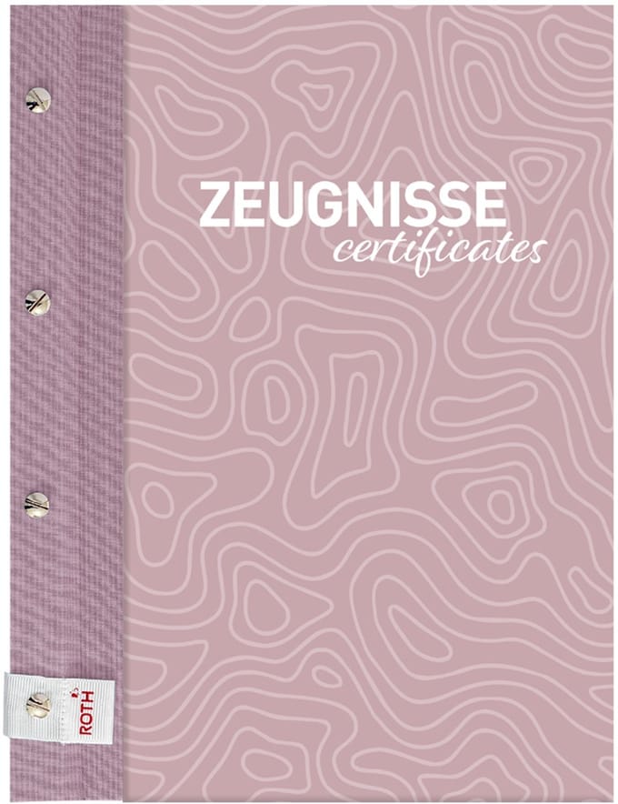 Roze certificaatmap met oogjesriem 'Dusty Rose'
