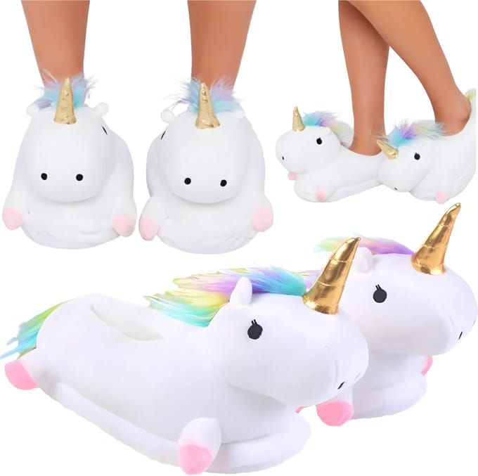 Onesies - Pluche Eenhoorn Pantoffels - Categorie 36–41 - Antislip Zool - Wit