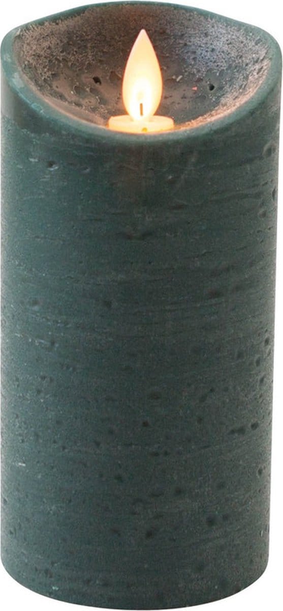 Anna's Collection Led kaars/stompkaars - antiek groen - H15 x D7,5 cm - wax - bewegende vlam