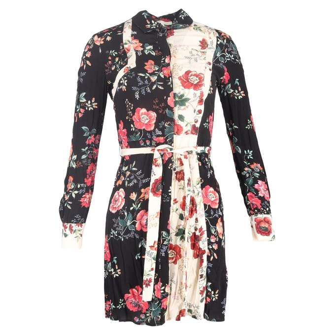 Maje Riller tweekleurige overhemdjurk van viscose met bloemenprint