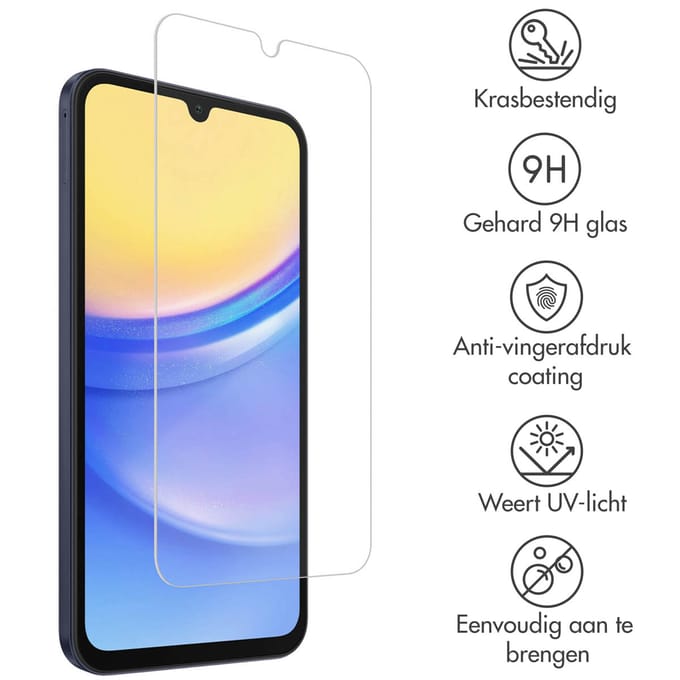 Accezz Screen Protector - Geschikt voor Samsung Galaxy A15 (4G) / A15 (5G) - 2 Pack Glass Screenprotector
