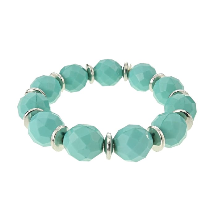 Behave - Elastische armband met turquoise kralen - zomerse look - 16,5 cm
