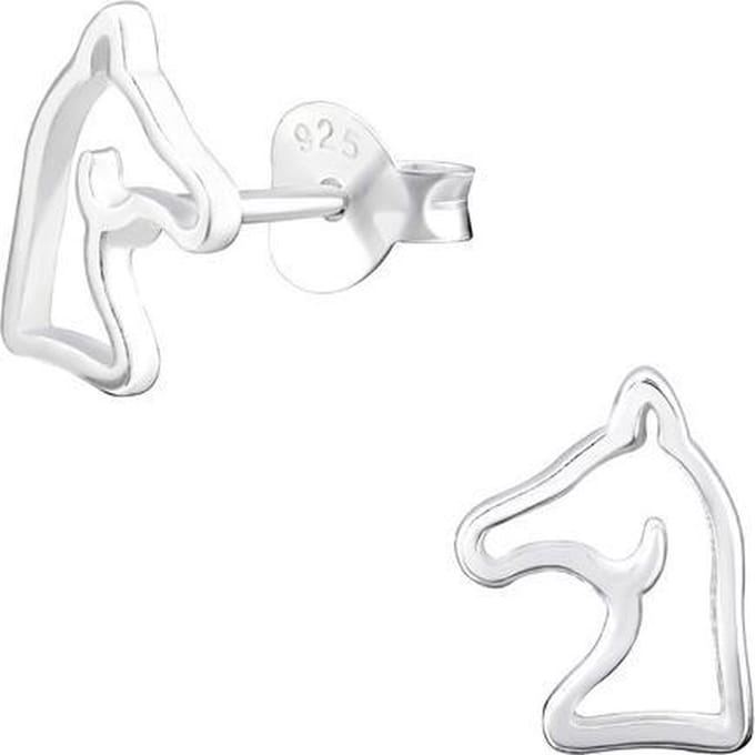 Princess Oorbellen Horse 2 - 925 Zilver E-Coating - Paard - 6x9mm