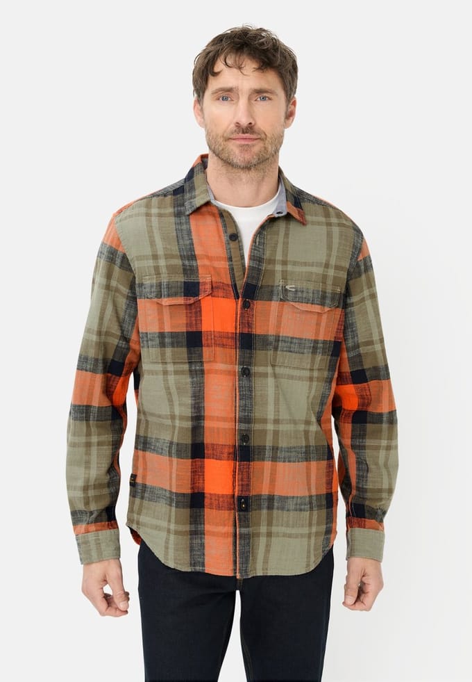 camel active Lange mouw overhemd van zuiver katoen - Maat - Oranjemenswear-M