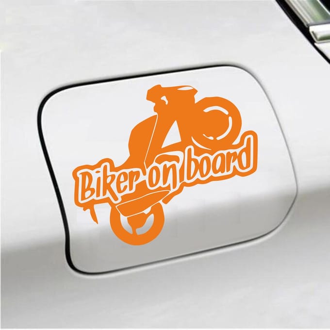 Bumpersticker - Biker On Board - 11,9 X 14,8 - Oranje