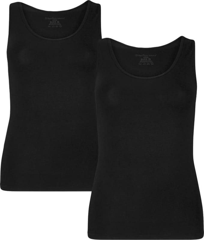 Comfortabel & Zijdezacht Bamboo Basics Singlets Anna (2-pack) - Zwart - M