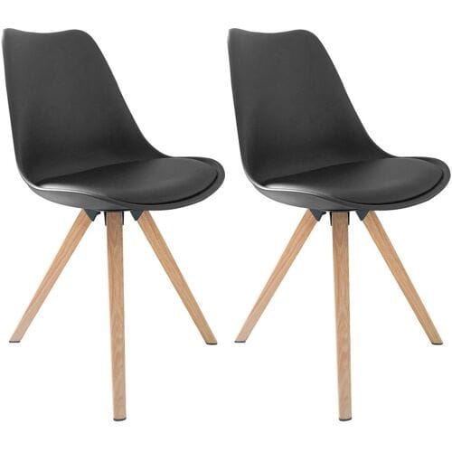 BYLIVING 2 stoelen Kira (Zwart/eiken)