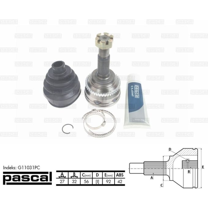 Homokineet reparatie set, aandrijfas PASCAL G11031PC