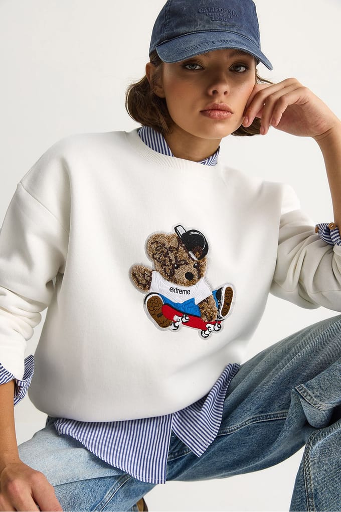 Geborduurd Ronde Hals Langsleeve Sweatshirt