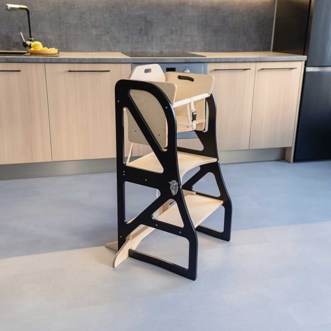 Kitchen Tower kinderstoel - combo set - zwart