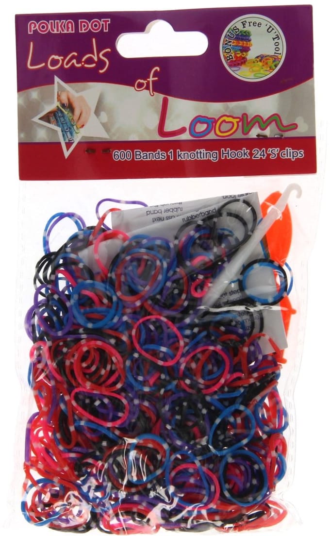 Loombands polka dot set - 600 stuks kleurrijke elastiekjes creatief speelgoed.