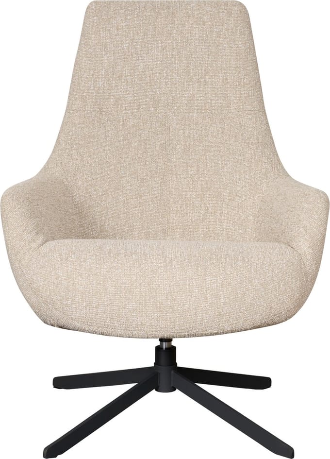 Draaifauteuil Solva - Textiel / Metaal - Beige Gemêleerd / Zwart - 74x100x82 cm (BxHxD)