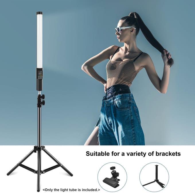 Handheld RGB-lichtbuis LED-videolamp met barndoor 3000K-6500K dimbaar 18 lichteffecten zwart