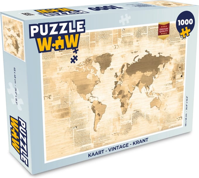 Puzzel Kaart - Vintage - Krant - Legpuzzel - Puzzel 1000 stukjes volwassenen