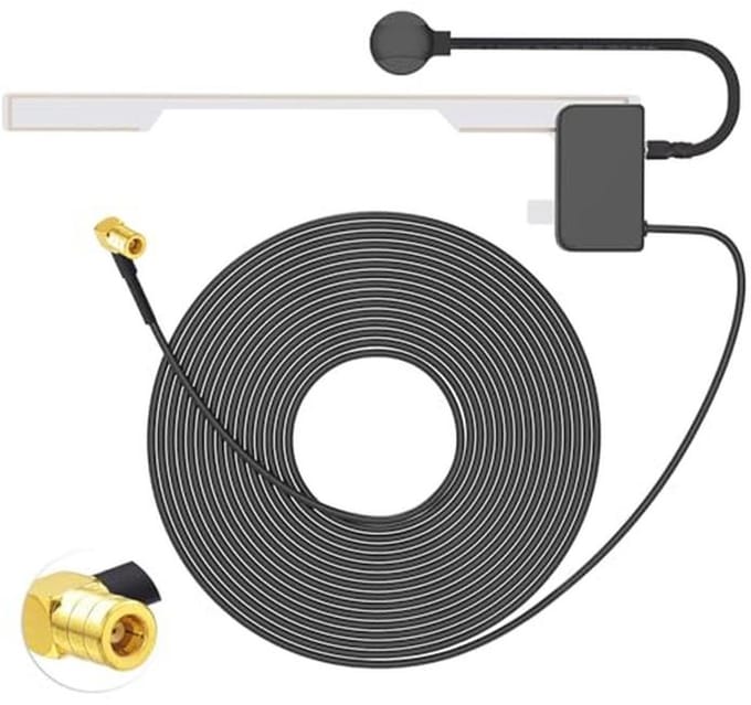 DAB Car Antenne met SMB Adapter en Glazen Houder - 3m DAB Venster Antenne voor Auto
