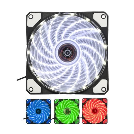 Ultrastille, trillingsdempende ronde computerkoelventilator met 15 lampen rood