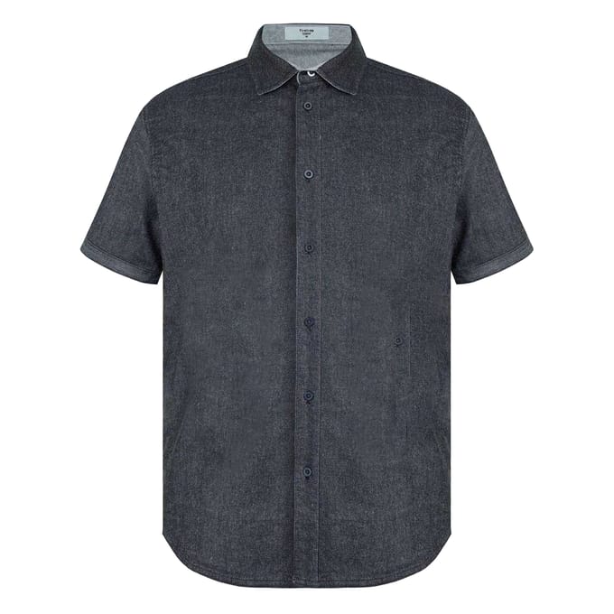 Firetrap Heren Denim Regular Korte Mouwen Shirt (Grijs)