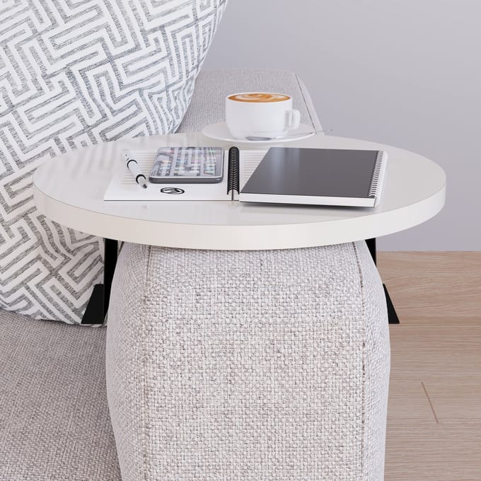 Dienblad armleuning Kuleskyd rond Ø34 cm creme [en.casa]
